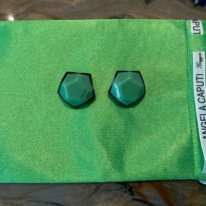 Angela Caputi Earrings 1 pr green and black